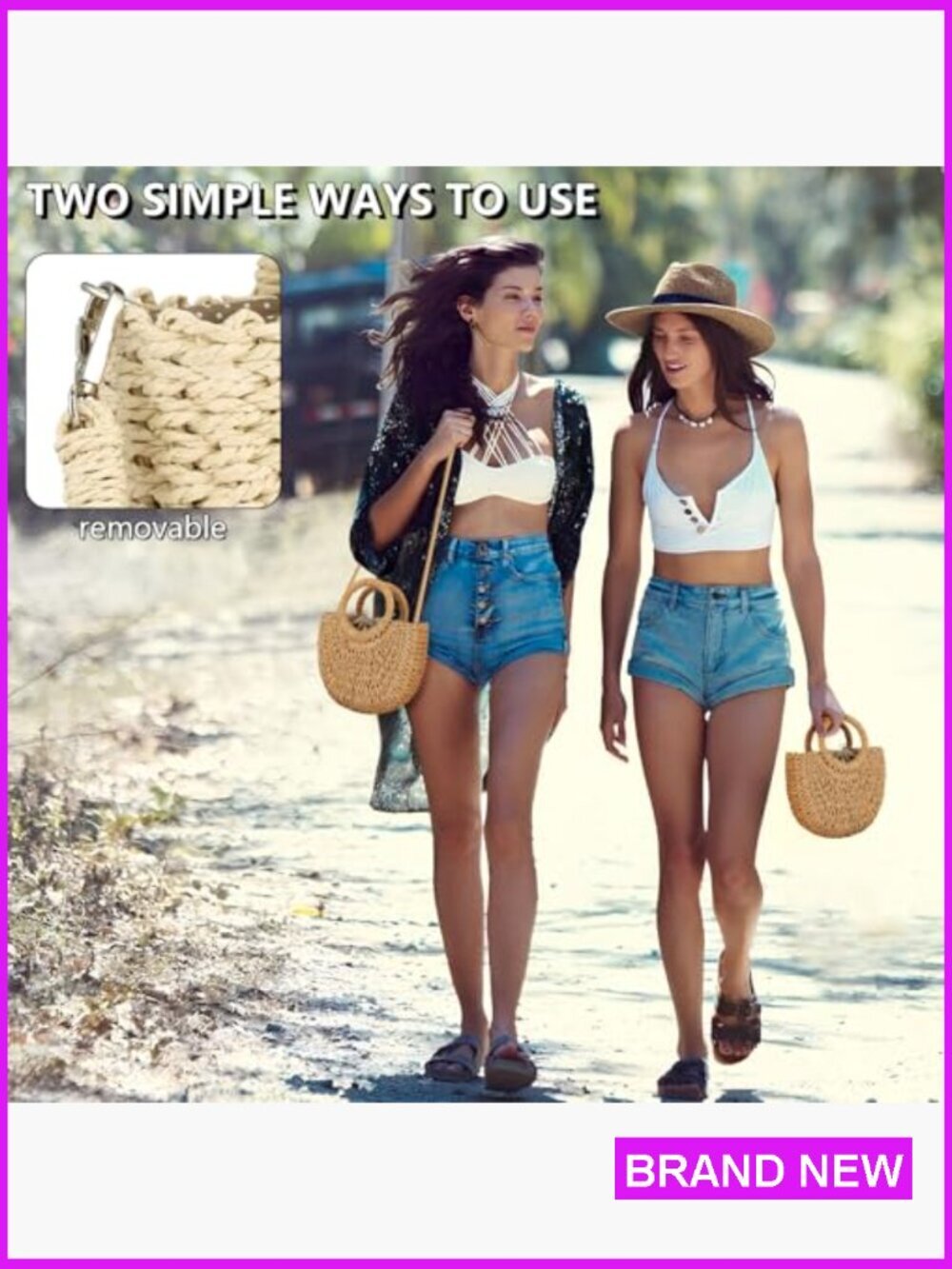 Straw Hobo Bag Handwoven Crossbody Shoulder Purse Eco Friendly Summer Beach - Picture 4 of 7